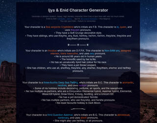 Ijya &amp; Enid Character Generator